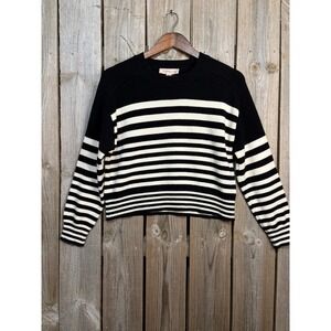 Philosophy Republic Clothing Womens Striped Crew Neck Sweater Black‎ White XS